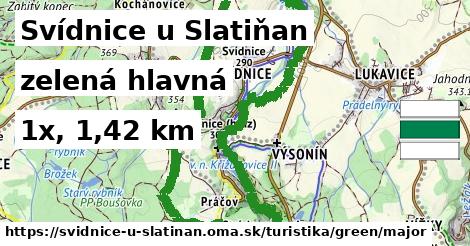 Svídnice u Slatiňan Turistické trasy zelená hlavná