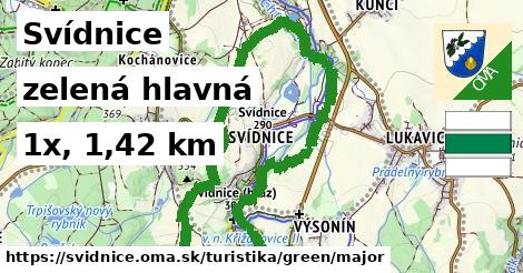 Svídnice Turistické trasy zelená hlavná