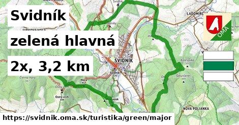 Svidník Turistické trasy zelená hlavná