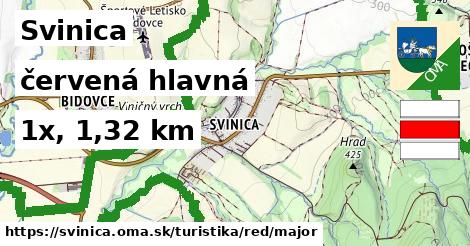 Svinica Turistické trasy červená hlavná