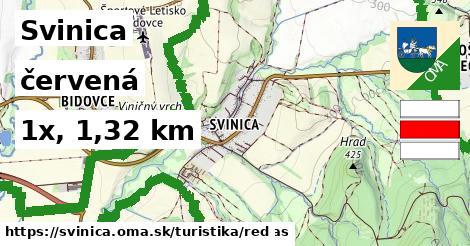 Svinica Turistické trasy červená 