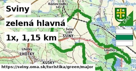 Sviny Turistické trasy zelená hlavná