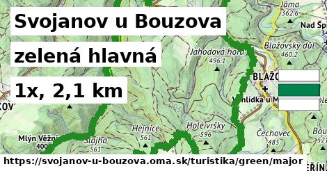 Svojanov u Bouzova Turistické trasy zelená hlavná
