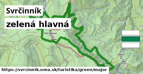 Svrčinník Turistické trasy zelená hlavná