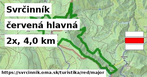 Svrčinník Turistické trasy červená hlavná