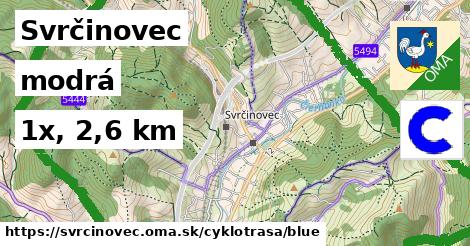 Svrčinovec Cyklotrasy modrá 