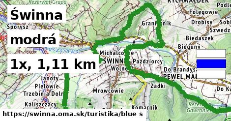 Świnna Turistické trasy modrá 