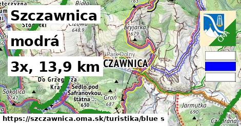 Szczawnica Turistické trasy modrá 