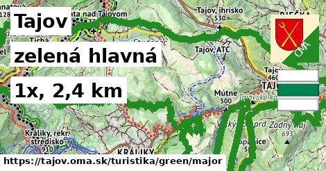 Tajov Turistické trasy zelená hlavná