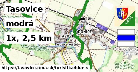 Tasovice Turistické trasy modrá 