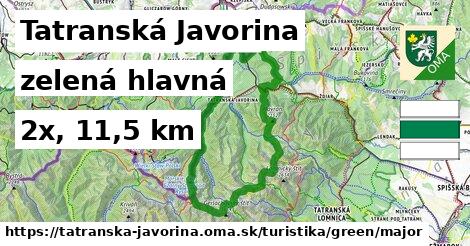 Tatranská Javorina Turistické trasy zelená hlavná