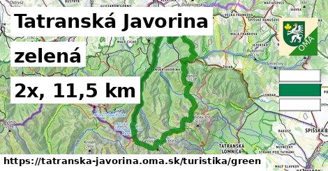 Tatranská Javorina Turistické trasy zelená 