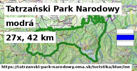 Tatrzański Park Narodowy Turistické trasy modrá iná