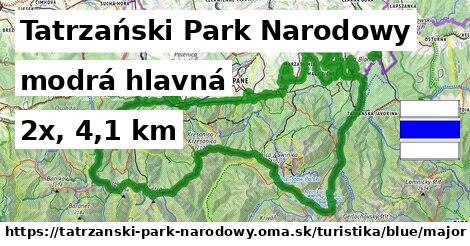 Tatrzański Park Narodowy Turistické trasy modrá hlavná