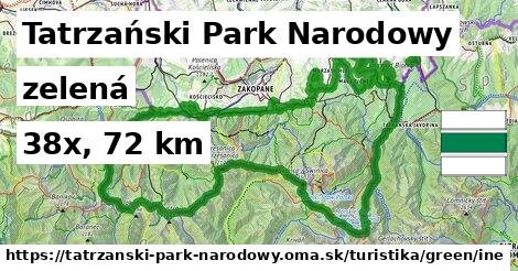 Tatrzański Park Narodowy Turistické trasy zelená iná