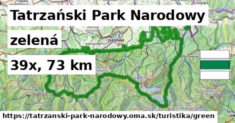 Tatrzański Park Narodowy Turistické trasy zelená 