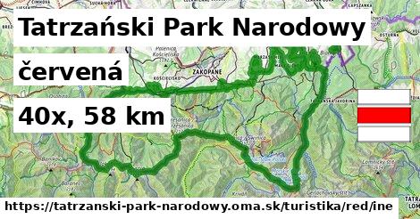 Tatrzański Park Narodowy Turistické trasy červená iná