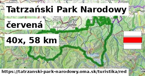 Tatrzański Park Narodowy Turistické trasy červená 