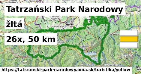 Tatrzański Park Narodowy Turistické trasy žltá 