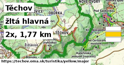 Těchov Turistické trasy žltá hlavná