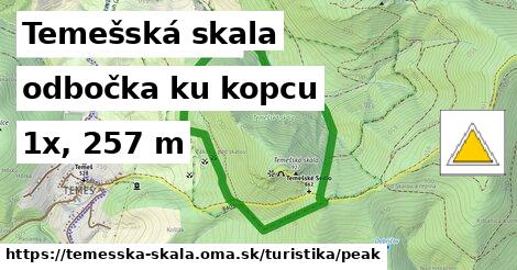 Temešská skala Turistické trasy odbočka ku kopcu 