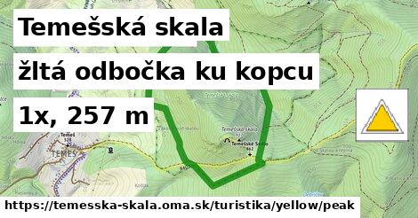Temešská skala Turistické trasy žltá odbočka ku kopcu