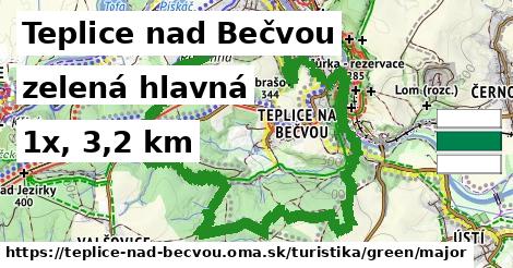 Teplice nad Bečvou Turistické trasy zelená hlavná