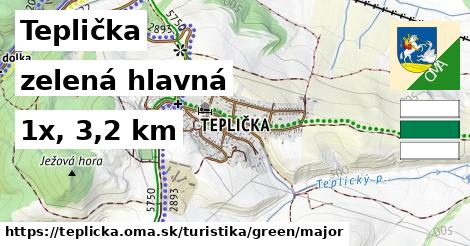 Teplička Turistické trasy zelená hlavná