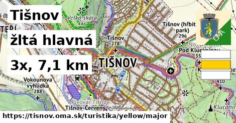 Tišnov Turistické trasy žltá hlavná