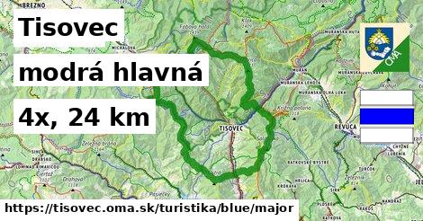 Tisovec Turistické trasy modrá hlavná