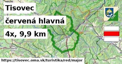 Tisovec Turistické trasy červená hlavná