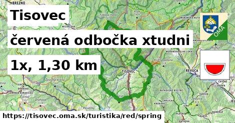 Tisovec Turistické trasy červená odbočka xtudni