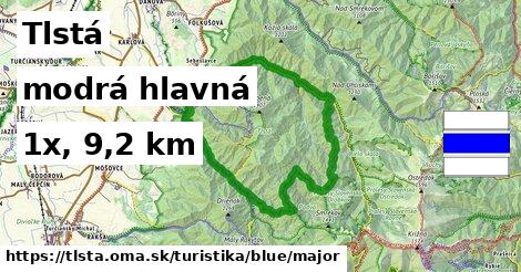 Tlstá Turistické trasy modrá hlavná