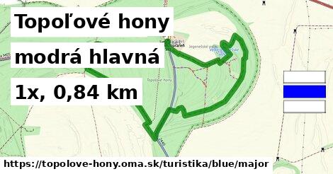 Topoľové hony Turistické trasy modrá hlavná