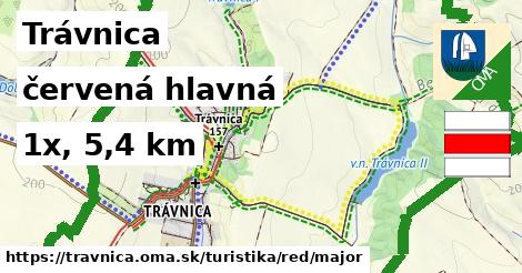 Trávnica Turistické trasy červená hlavná
