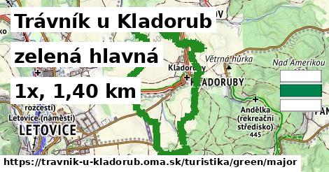 Trávník u Kladorub Turistické trasy zelená hlavná