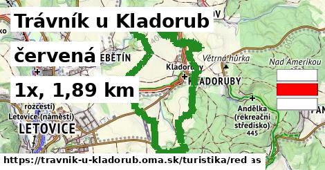 Trávník u Kladorub Turistické trasy červená 