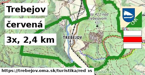 Trebejov Turistické trasy červená 