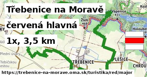 Třebenice na Moravě Turistické trasy červená hlavná