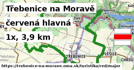 Třebenice na Moravě Turistické trasy červená hlavná