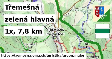 Třemešná Turistické trasy zelená hlavná