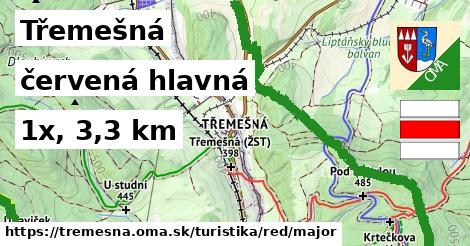 Třemešná Turistické trasy červená hlavná