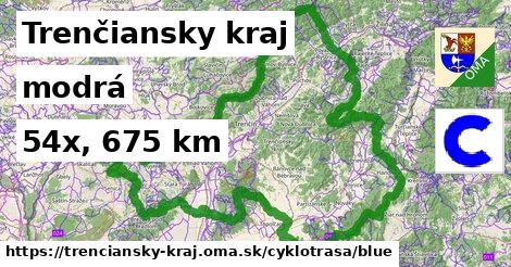 Trenčiansky kraj Cyklotrasy modrá 