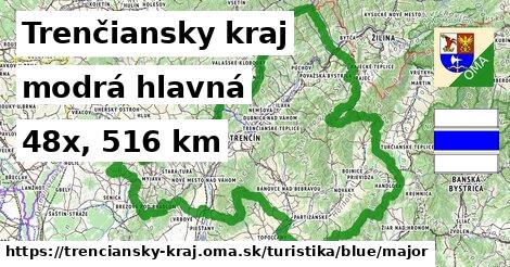 Trenčiansky kraj Turistické trasy modrá hlavná