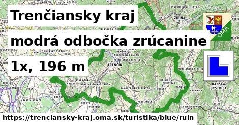 Trenčiansky kraj Turistické trasy modrá odbočka zrúcanine