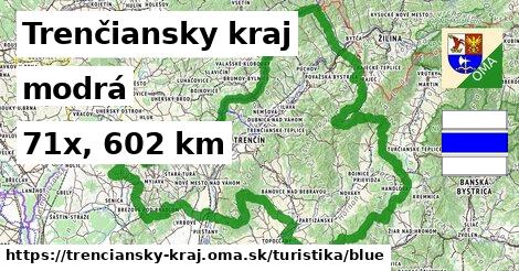 Trenčiansky kraj Turistické trasy modrá 
