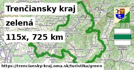 Trenčiansky kraj Turistické trasy zelená 