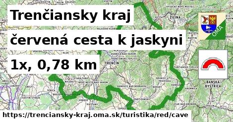 Trenčiansky kraj Turistické trasy červená cesta k jaskyni