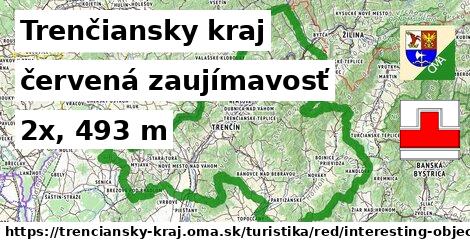 Trenčiansky kraj Turistické trasy červená zaujímavosť