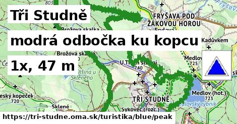 Tři Studně Turistické trasy modrá odbočka ku kopcu